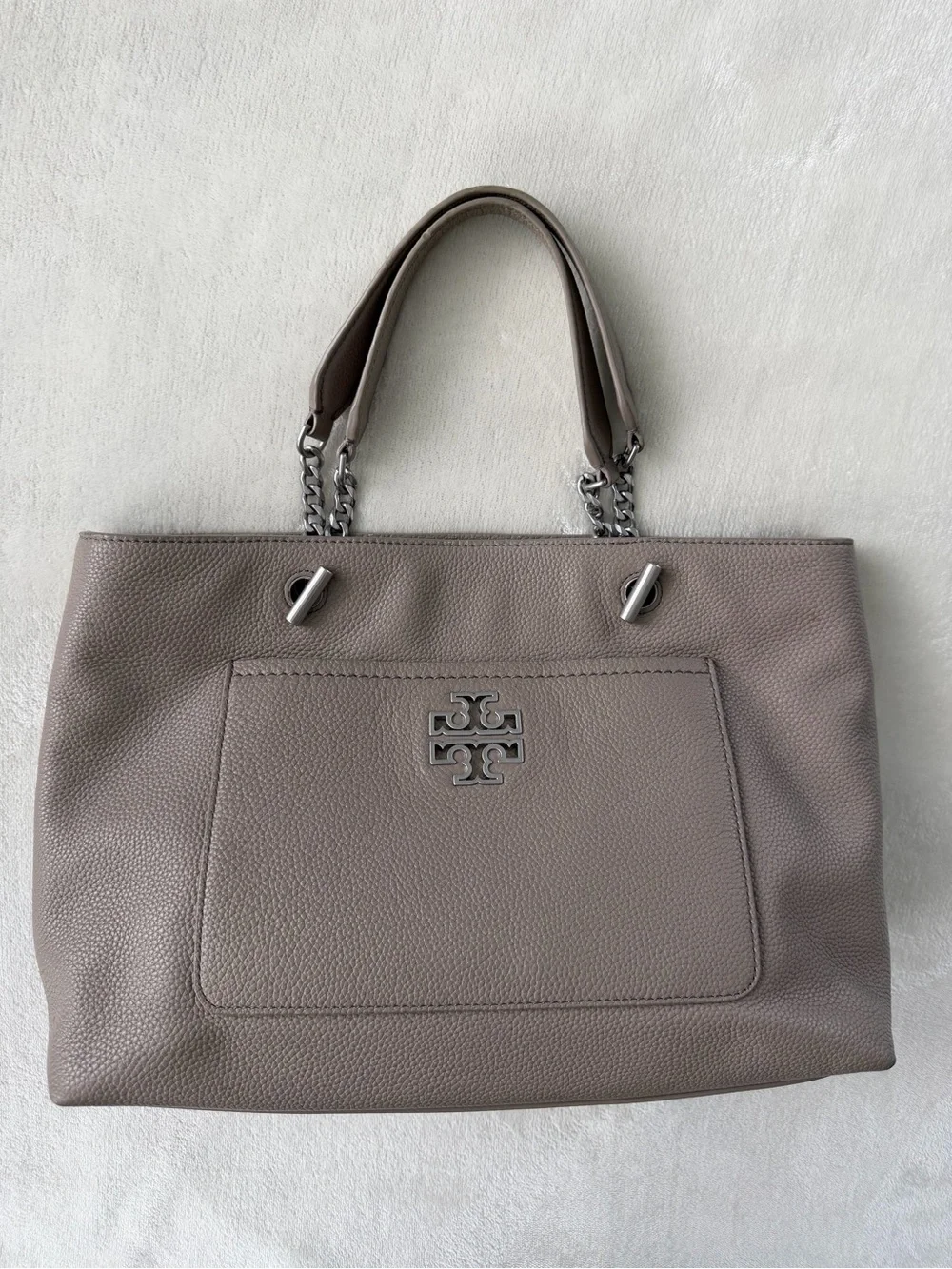 Tory Burch Pebbled Leather Ivy Tote in Taupe